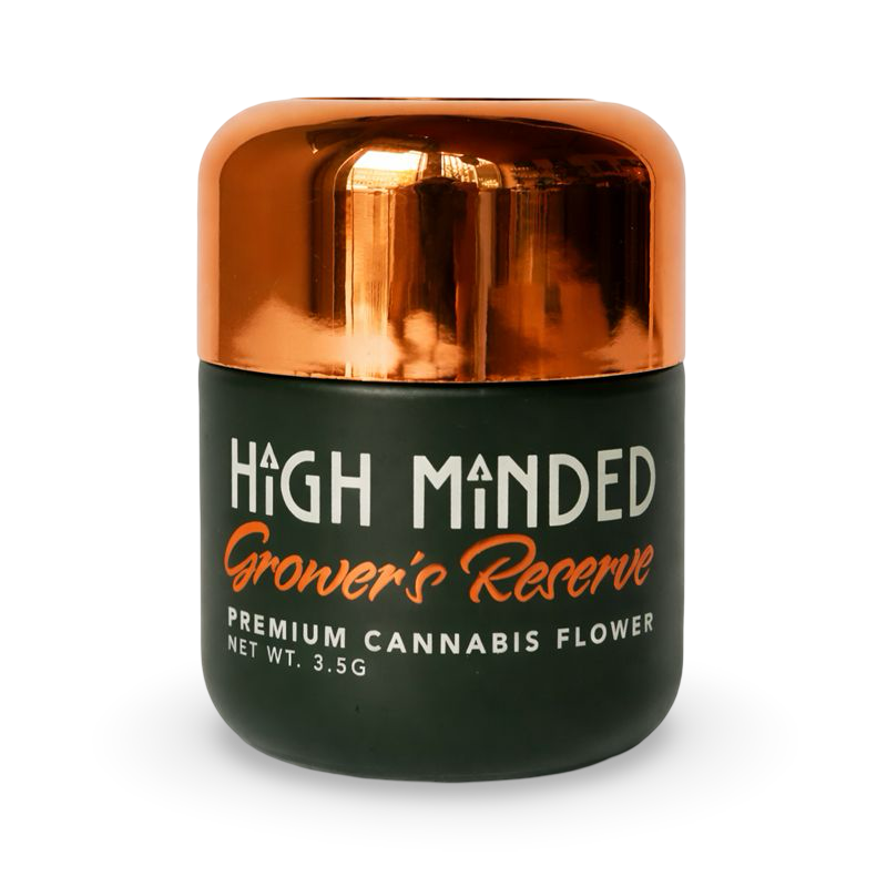 Child-resistant 2oz rounded glass cannabis eighth jar designed to hold 3.5g of flower, featuring an airtight, leak-proof seal that preserves freshness and aroma while meeting compliance and safety standards.
