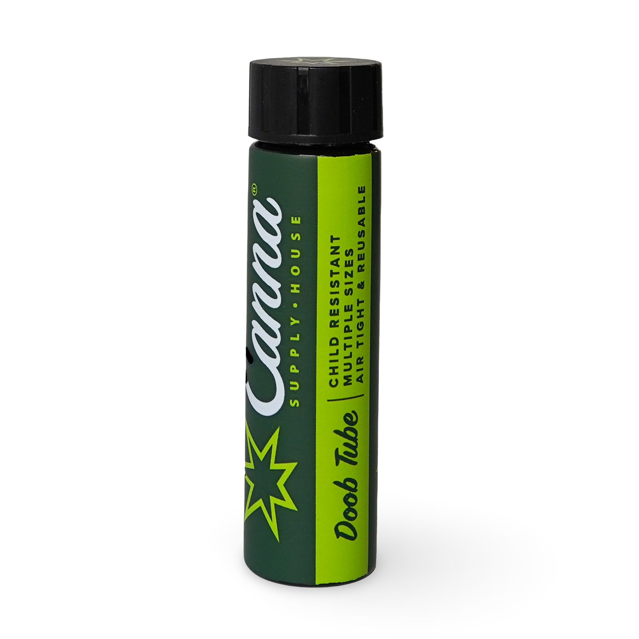 Child-resistant cannabis pre-roll tube packaging, designed for single pre-roll storage with secure, compliant closure and customizable branding.