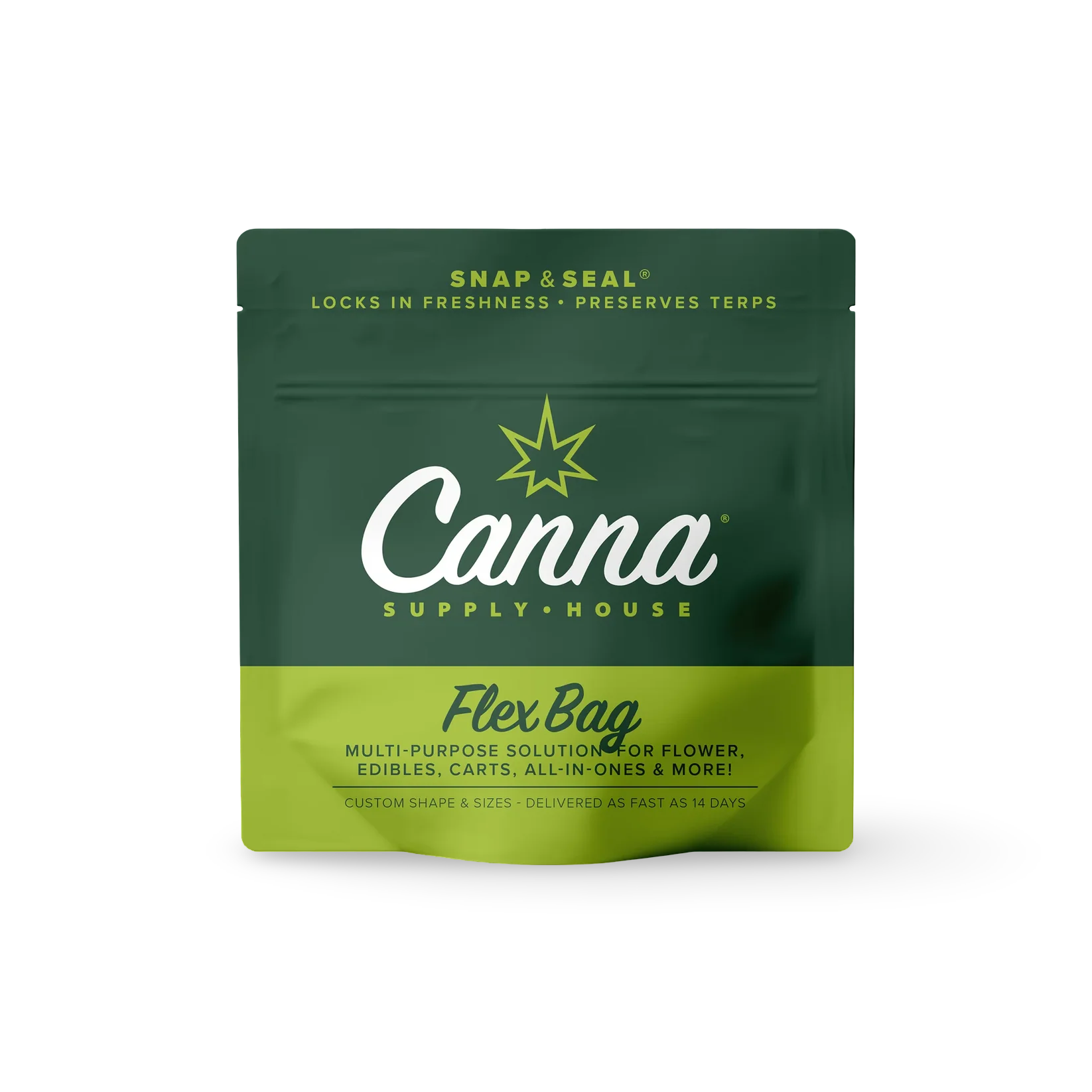 Flex Bag – versatile child-resistant Mylar cannabis bag for flower, edibles, or concentrates, featuring durable construction, airtight seal, and customizable branding for freshness and compliance.