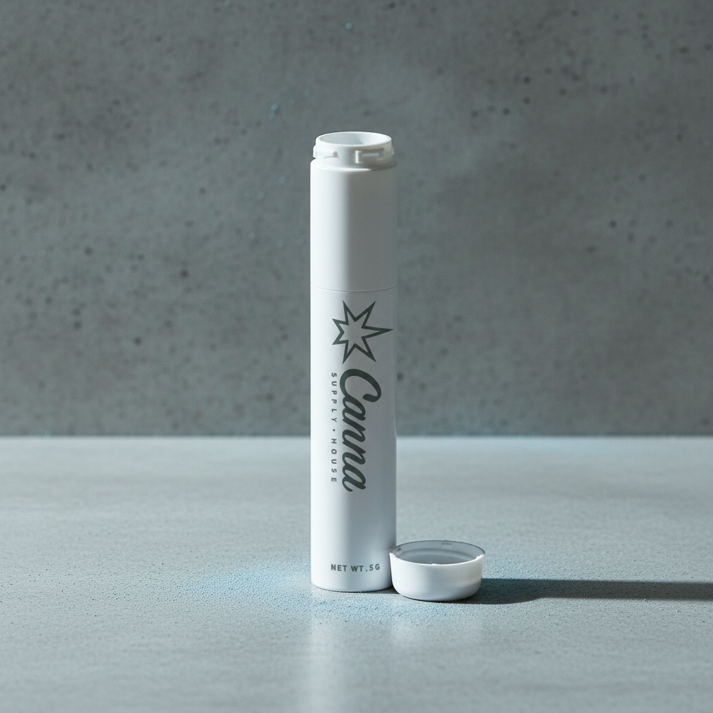 Child-resistant cannabis pre-roll tubes with twist-top closure, available in recyclable PETE-1 or renewed plastic—eco-friendly, compliant packaging for joints and blunts with customizable printing or branded labels.